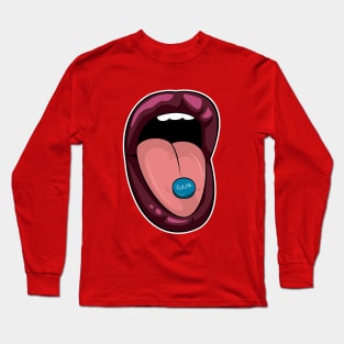 Purple Lipstick Eat Me Blue Pill Long Sleeve T-Shirt